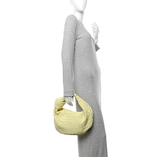 Suede Calfskin Intrecciato Teen Jodie Hobo Lemon Wash
