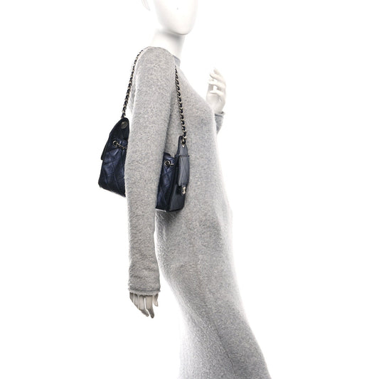 Metallic Caviar Quilted Mini Chanel 25 Handbag Dark Blue