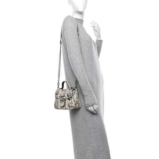 Snakeskin Matelasse Aria Mini GG Marmont Top Handle Shoulder Bag Roccia