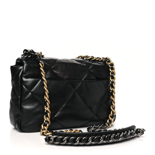 Lambskin Quilted Medium Chanel 19 Flap Black