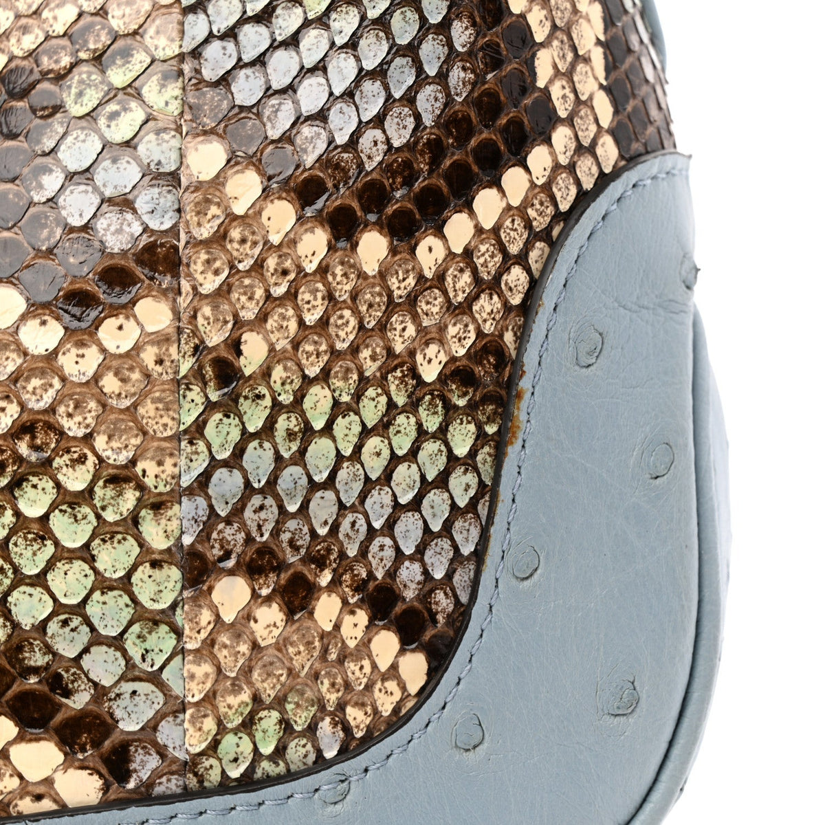 Snakeskin Ostrich Calfskin Small Jackie 1961 Hobo Blue Multicolor