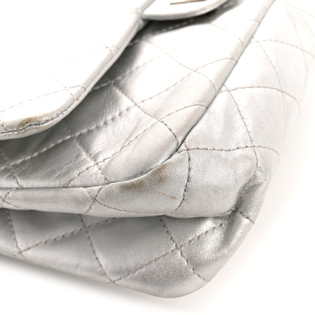 Metallic Lambskin Quilted 2.55 Reissue 227 Flap Silver