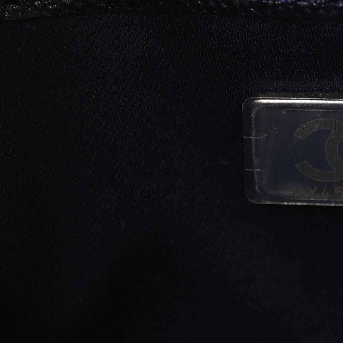 Metallic Caviar Quilted Mini Chanel 25 Handbag Dark Blue