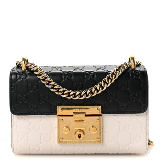 Guccissima Small Padlock Shoulder Bag Black White