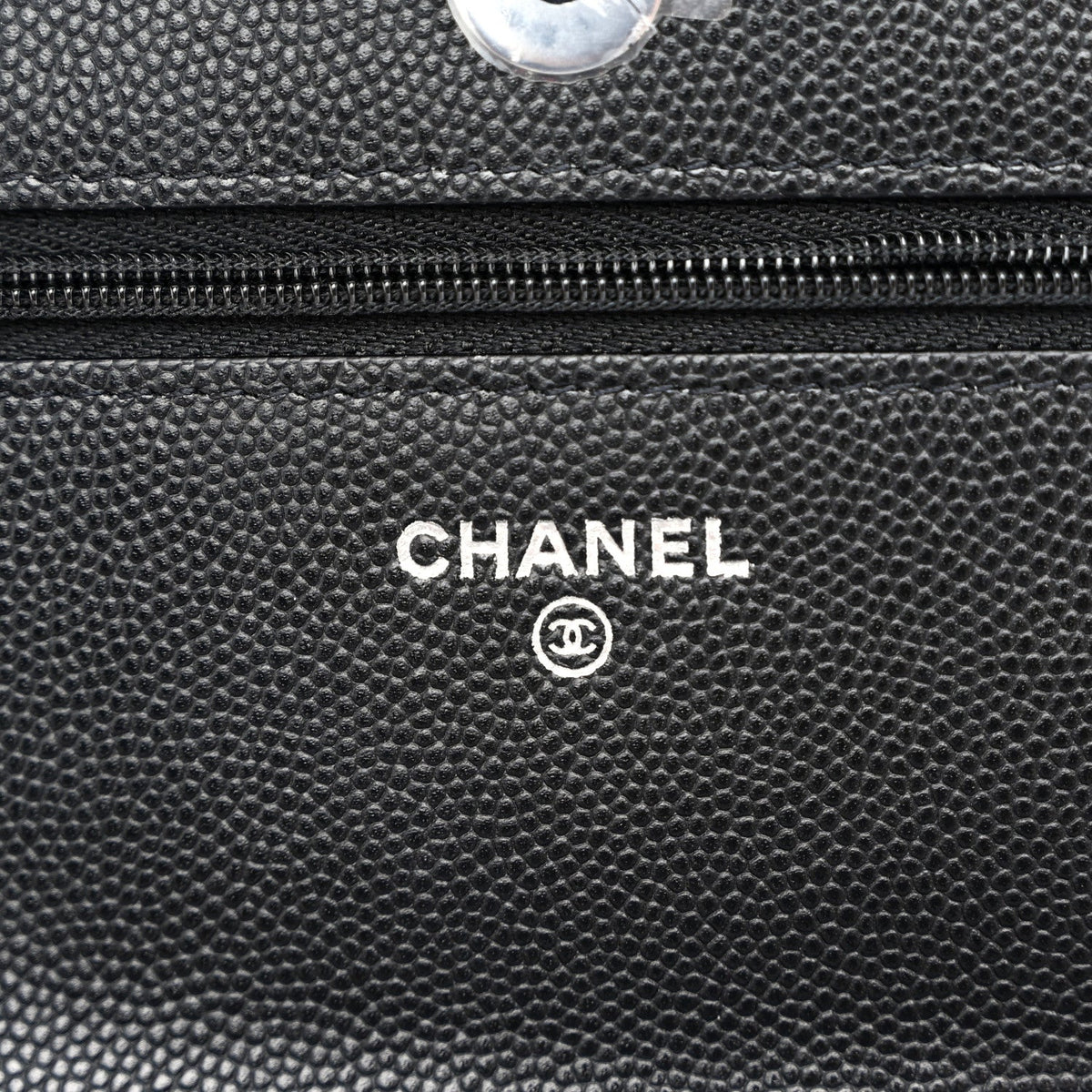 Caviar Quilted Chanel 19 Wallet On Chain WOC Black White