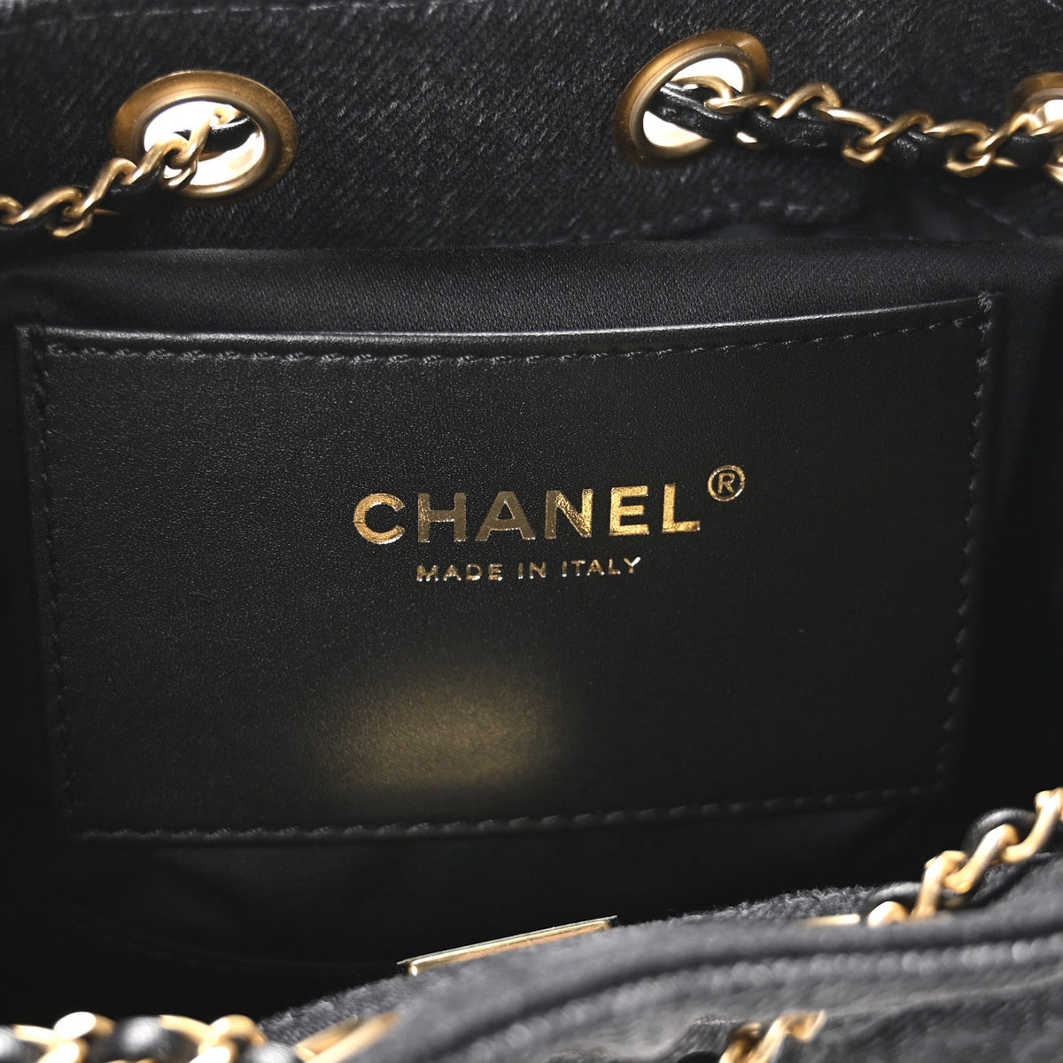 Washed Denim Quilted Mini Chanel 25 Handbag Black