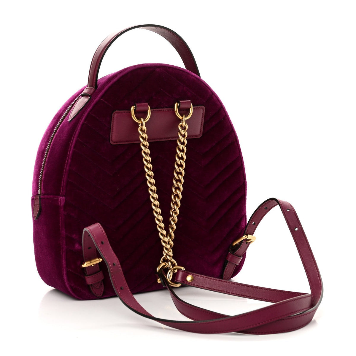 Velvet Matelasse GG Marmont Dome Backpack Fuchsia Violet Cyclamen