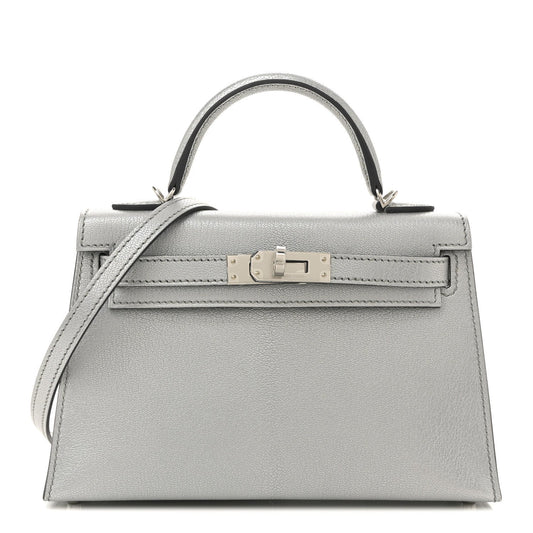 Metallic Chevre Chamkilight Mini Kelly Sellier 20 Argent