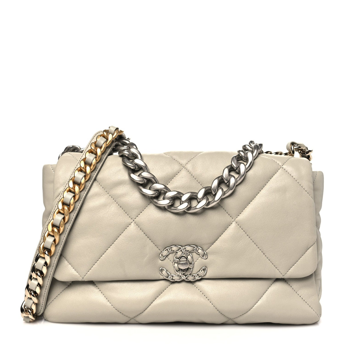 Lambskin Quilted Large Chanel 19 Flap Grey