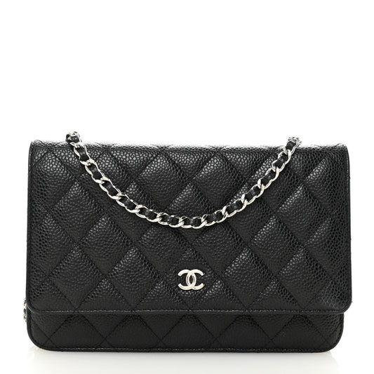 Caviar Quilted Wallet on Chain WOC Black