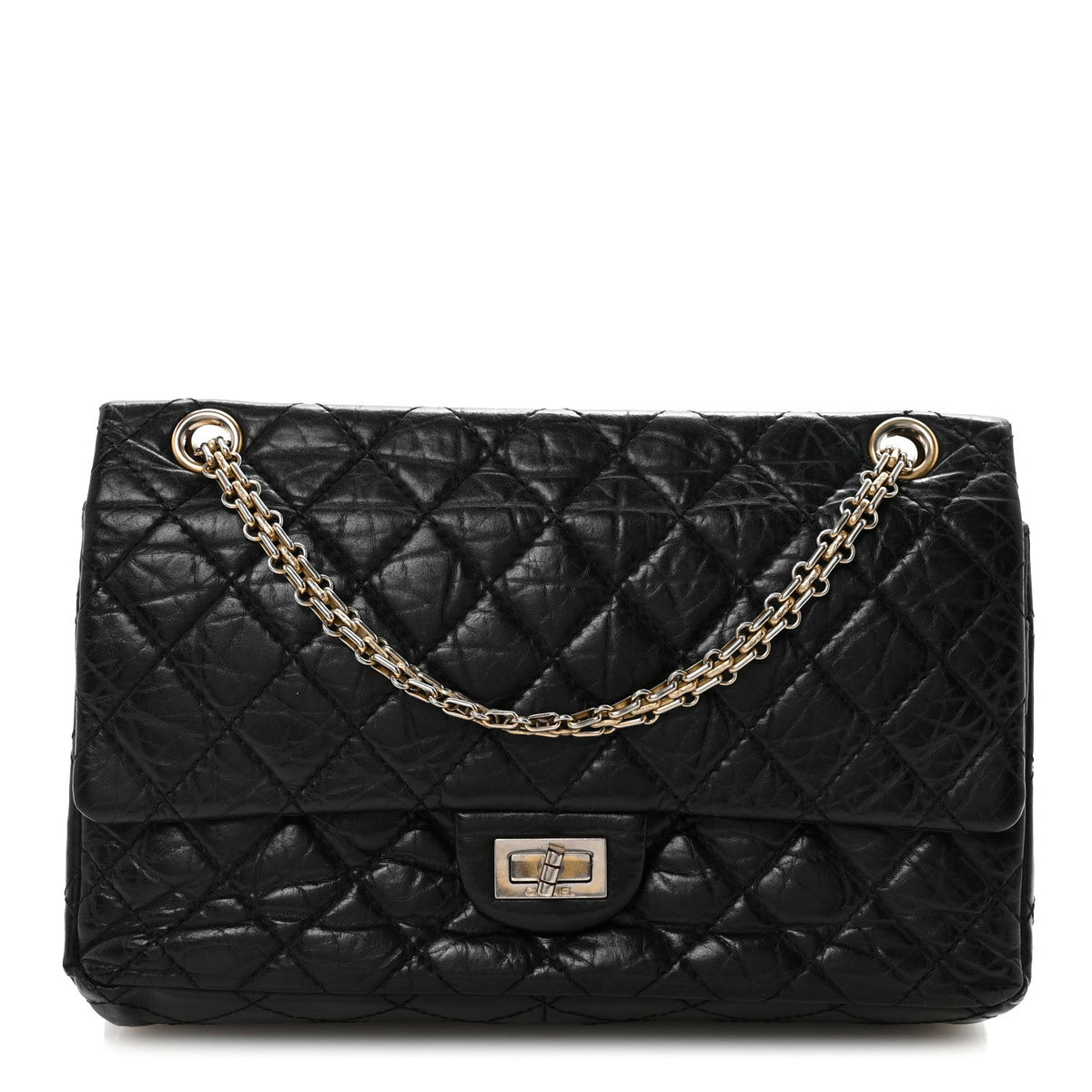 Aged Calfskin Quilted 2.55 Reissue 226 Flap Black
