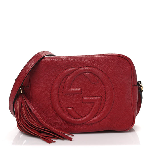 Pebbled Calfskin Small Soho Disco Bag Vibrant Red