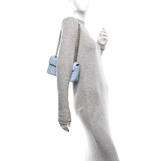 Lambskin Matelasse Small GG Marmont Shoulder Bag Light Blue