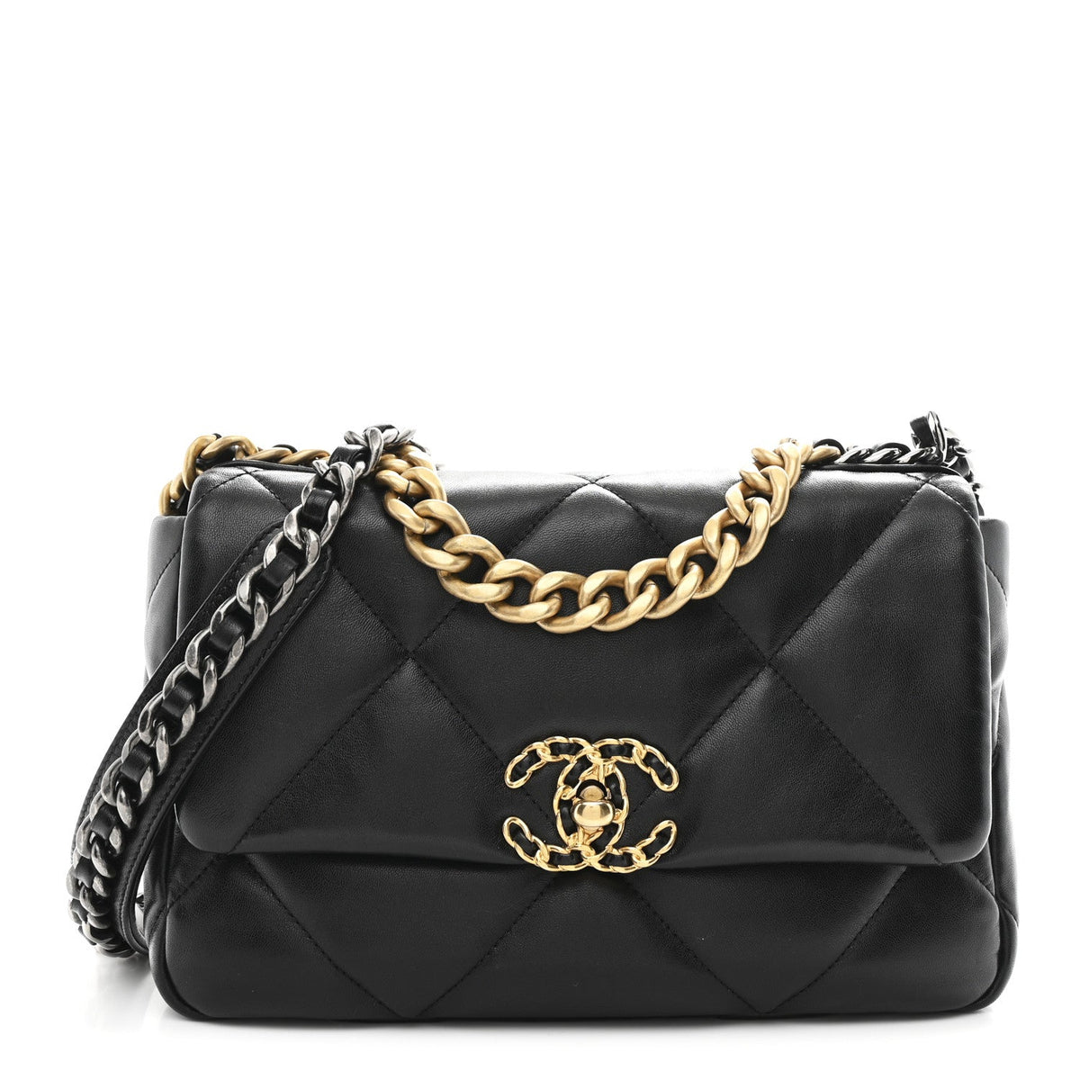 Lambskin Quilted Medium Chanel 19 Flap Black