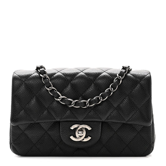 Caviar Quilted Mini Rectangular Flap Black