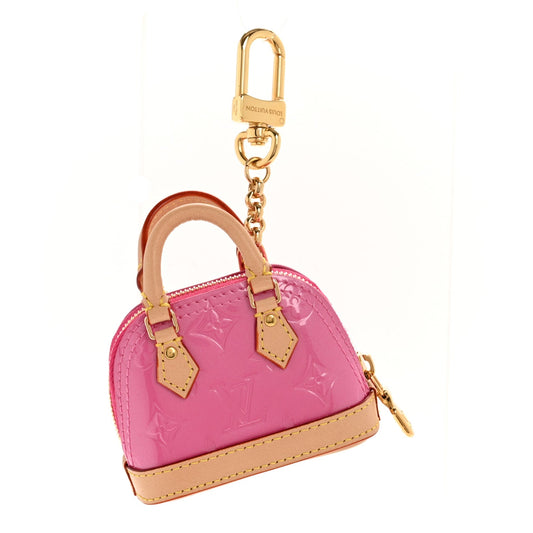 Vernis Monogram Micro Alma Bag Charm Key Holder Neon Pink
