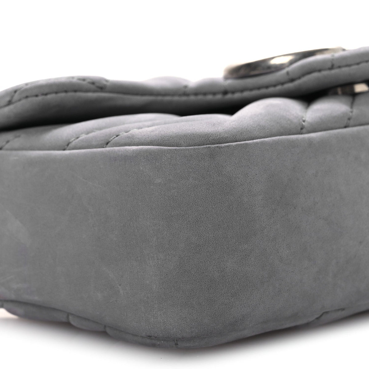 Nubuck Matelasse Mini GG Marmont Shoulder Bag Grey
