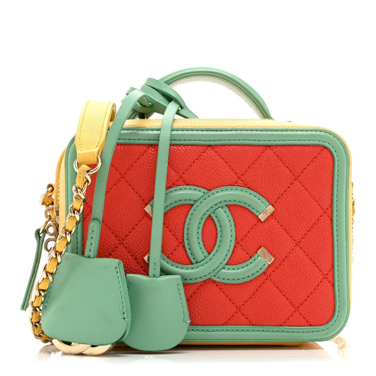 Caviar Quilted Small CC Filigree Vanity Case Multicolor