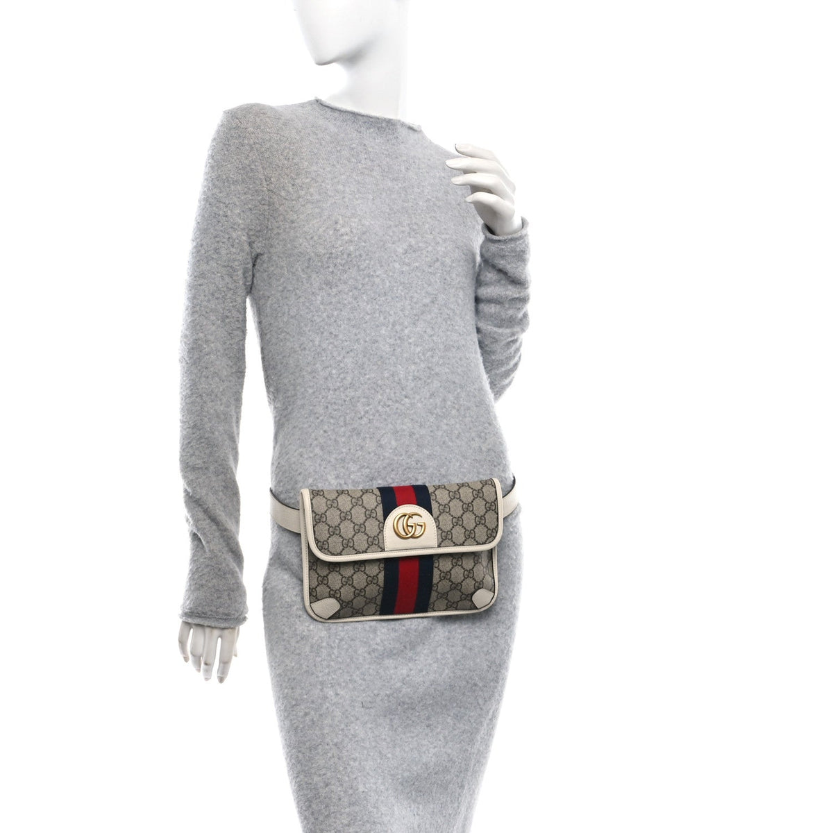 GG Supreme Monogram Web Small Ophidia Belt Bag 90 36 Beige Ebony White