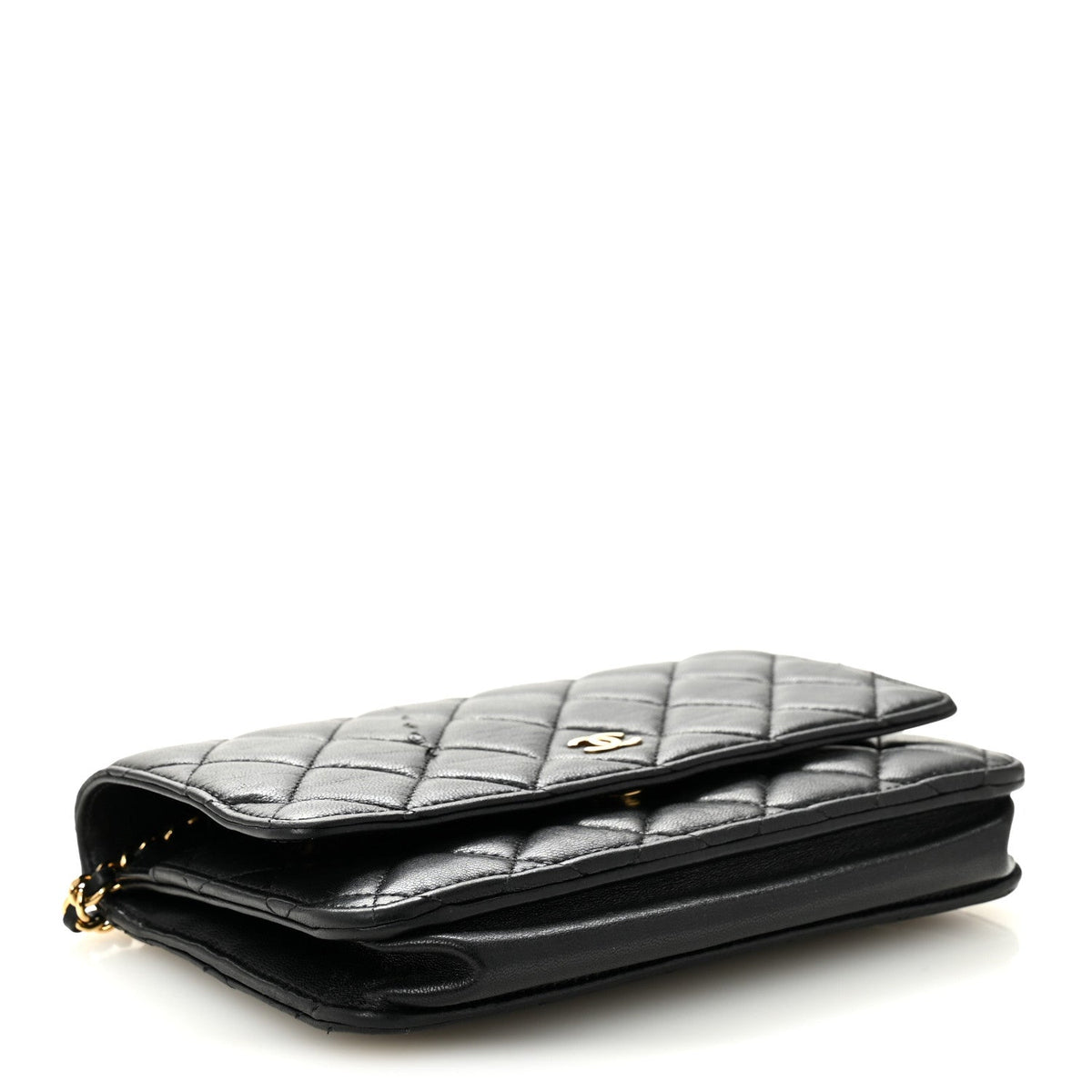 Lambskin Quilted Wallet On Chain WOC Black
